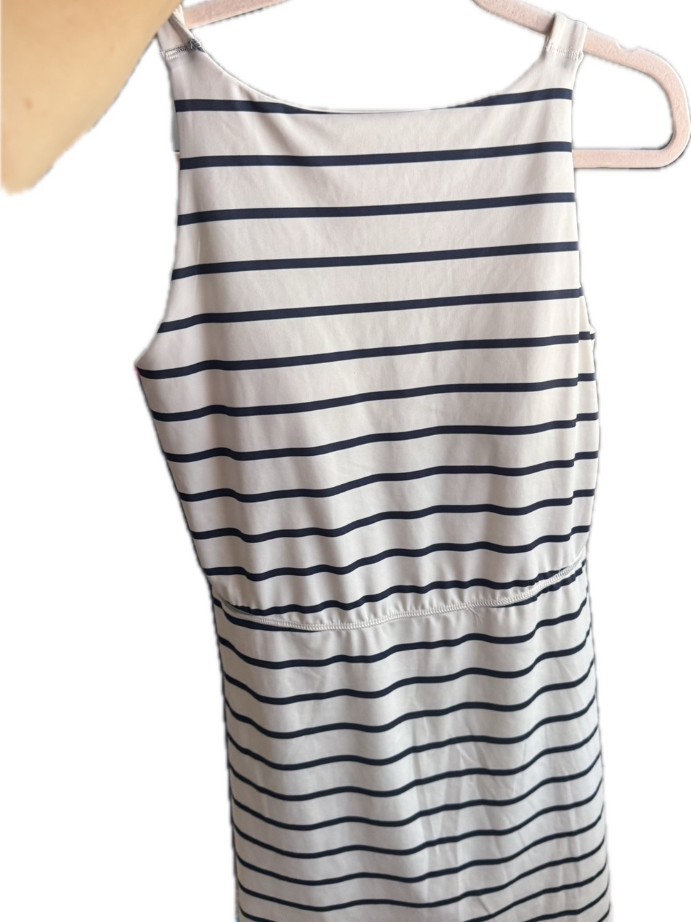 Striped Navy and White Sleeveless Athletic Dress - Picture 3 of 4